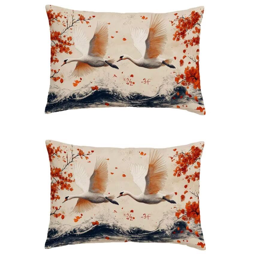 Housse de coussin orange pour salon de jardin au décor d'automne