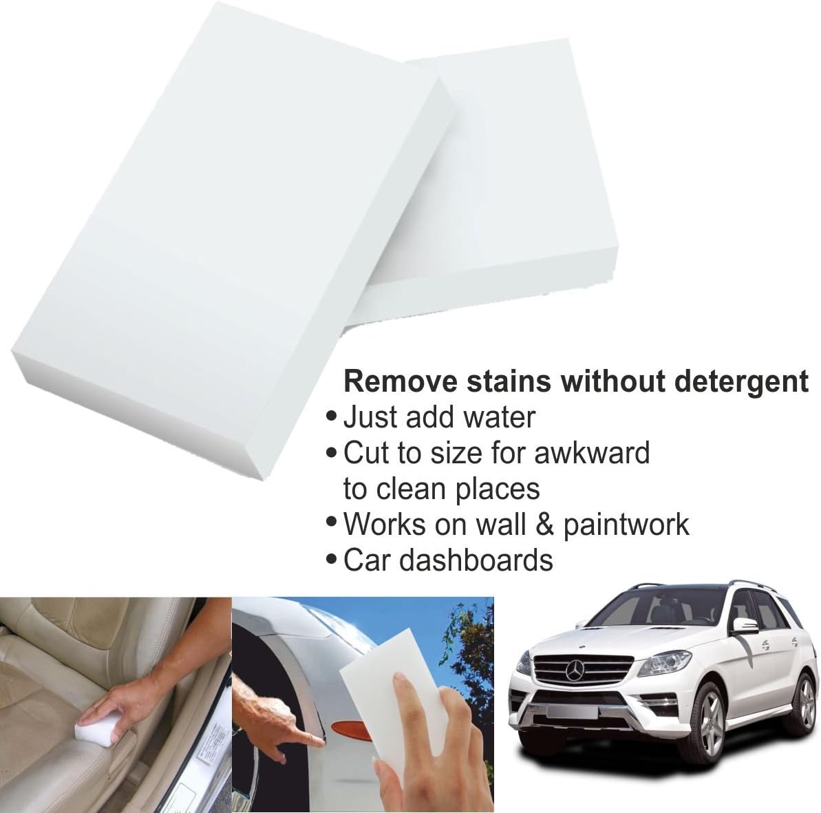 Magic Cleaning Sponge for Car Dashboard 2 Pack - Just Add Water - No Chemical Needed - Works on Walls and Paintwork