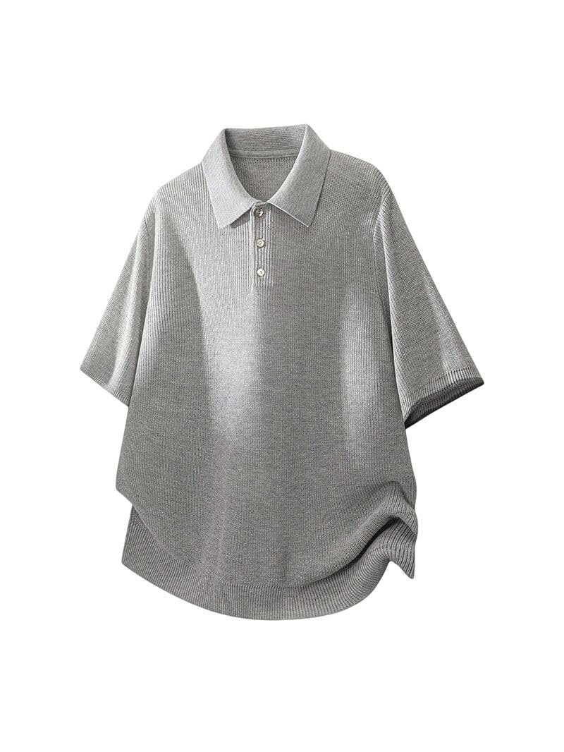 Polo de manga corta de nailon para hombre, ajuste holgado, para oficina, viajes, uso diario