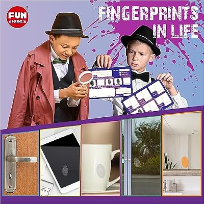 Detective Fingerprint Kit for Kids Ages 8-12, FunKidz Spy Gear Pretend Play STEM Science Kit Project with Crime Scene Investigations Educational Class Tools for Boys Girls