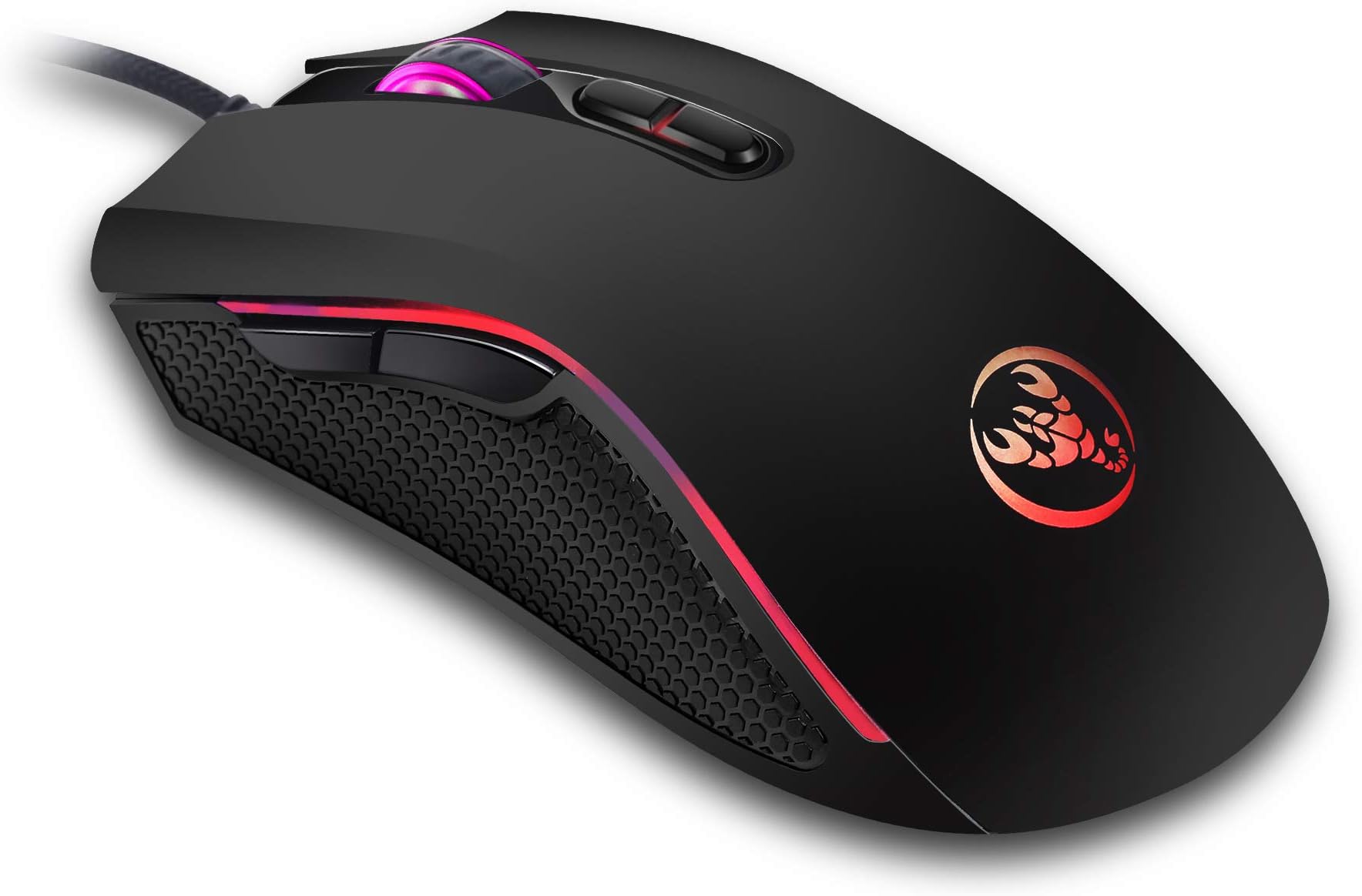 YOUPECK Gaming Mouse Wired 3200 DPI Programmable, Breathing Light Ergonomic Game USB Computer Mice RGB Gamer Desktop Laptop PC Gaming Mouse, 7 Buttons for Windows 7/8/10/XP Vista Linux, Black