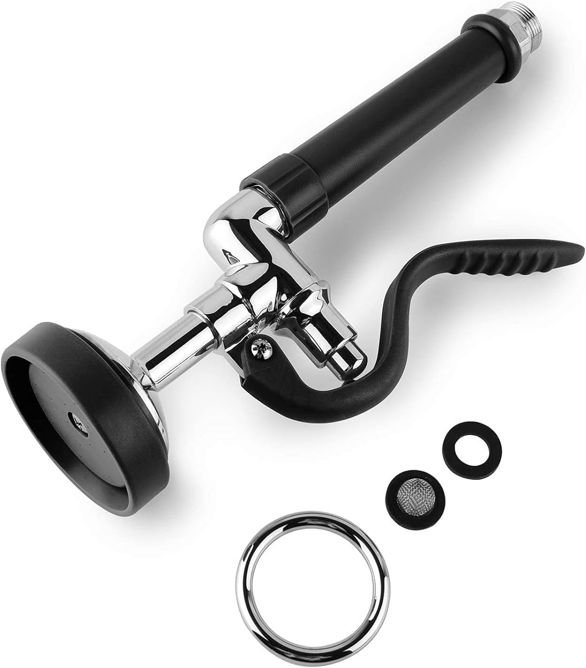 Pre Rinse Sprayer Commercial Sink Faucet Spray Valve Chrome Finished (Black), (IM-US-KH12)