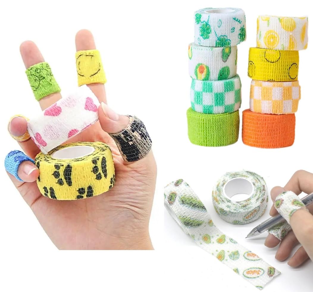 Nail Finger Pain Safety Protection Crepe Bandage Self-adhesive Roll Tape Stretchable Wrap Protective Manicure Tools School Students Writing Children Kids Pencil Pen Artist Paint Brush Easy Holding Badminton Star Heart Design Stationery Supplies Pet B (B0DCNW34W7) Amazon Price History, Amazon Price Tracker