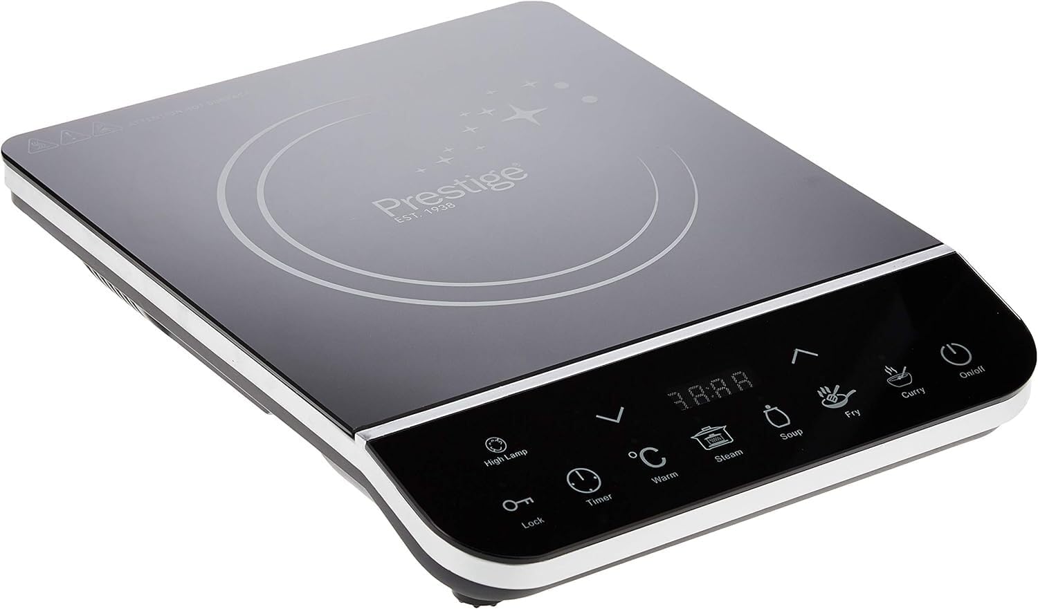 Prestige Multi Cook Induction Cooktop 2000 Watts, 10 preset heating options., black, PR50353