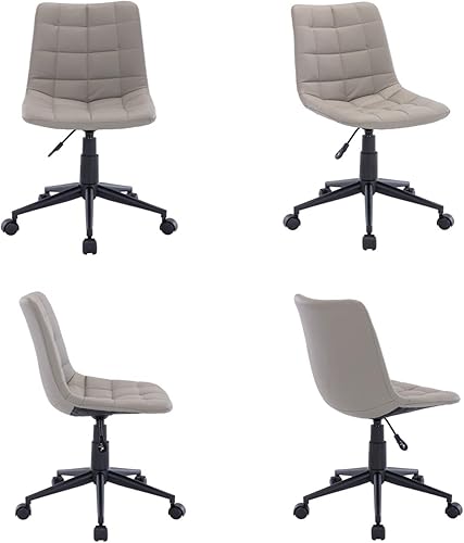 Miniatura 6 de CIMOO Silla de escritorio sin brazos silla de trabajo de cuero sintético silla de trabajo moderna para computadora giratoria y ajustable para