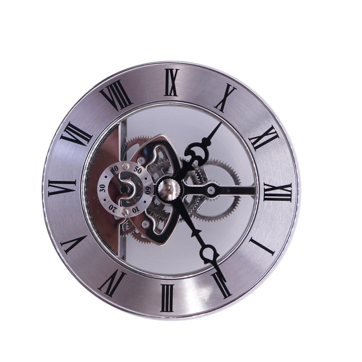 Horloge murale engrenages 86mm argentée rétro en métal ajouré