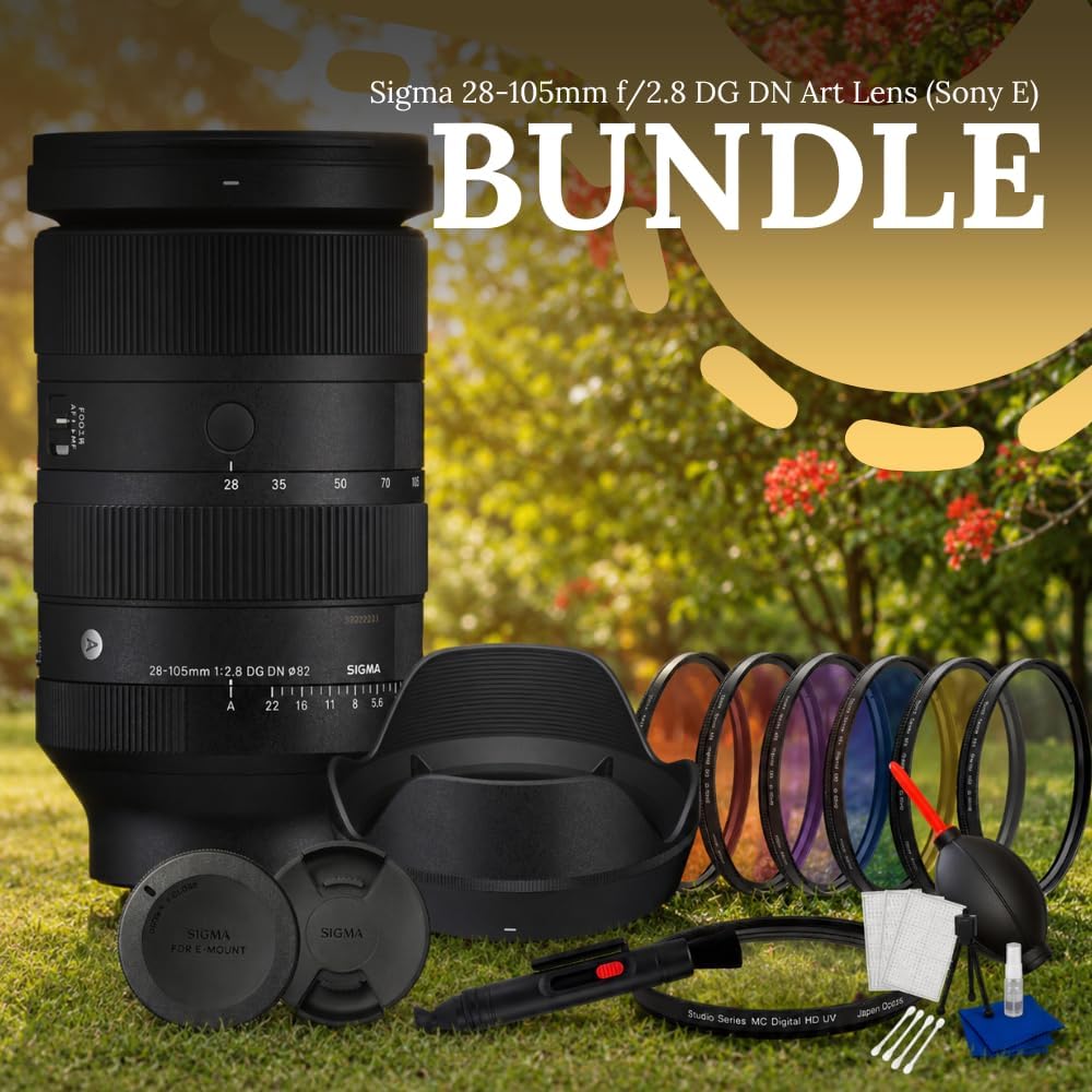 Sigma 28-105mm f/2.8 DG DN Art Lens for Sony E-Mount – Full-Frame Zoom Lens | Bundle with Lens Pen, Dust Blower, Starter Kit, 3-Piece Filter Kit, 6-Piece Graduated Filter Set & Many More image 2