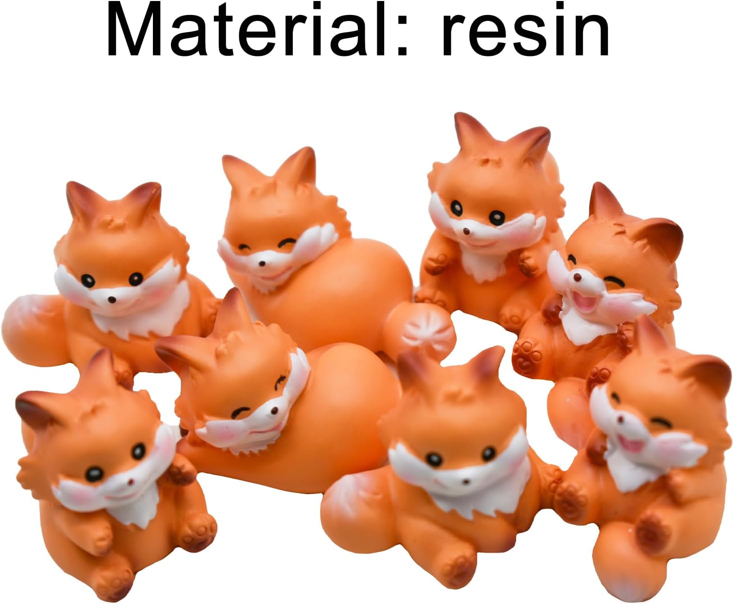 8Pcs Cartoon Mini Fox Figurines Miniature Foxes Figures Resin Woodland Animal Cake Topper for DIY Fairy Garden Micro Landscape Birthday Craft Decorations - Image 2