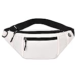 DAITET Large Crossbody Fanny Pack for Men&Women,Waist Bag & Hip Bum Bag for Outdoors Workout Traveling Casual Running Hiking Cycling,Easy Carry Any Phone(Loop Cream White)