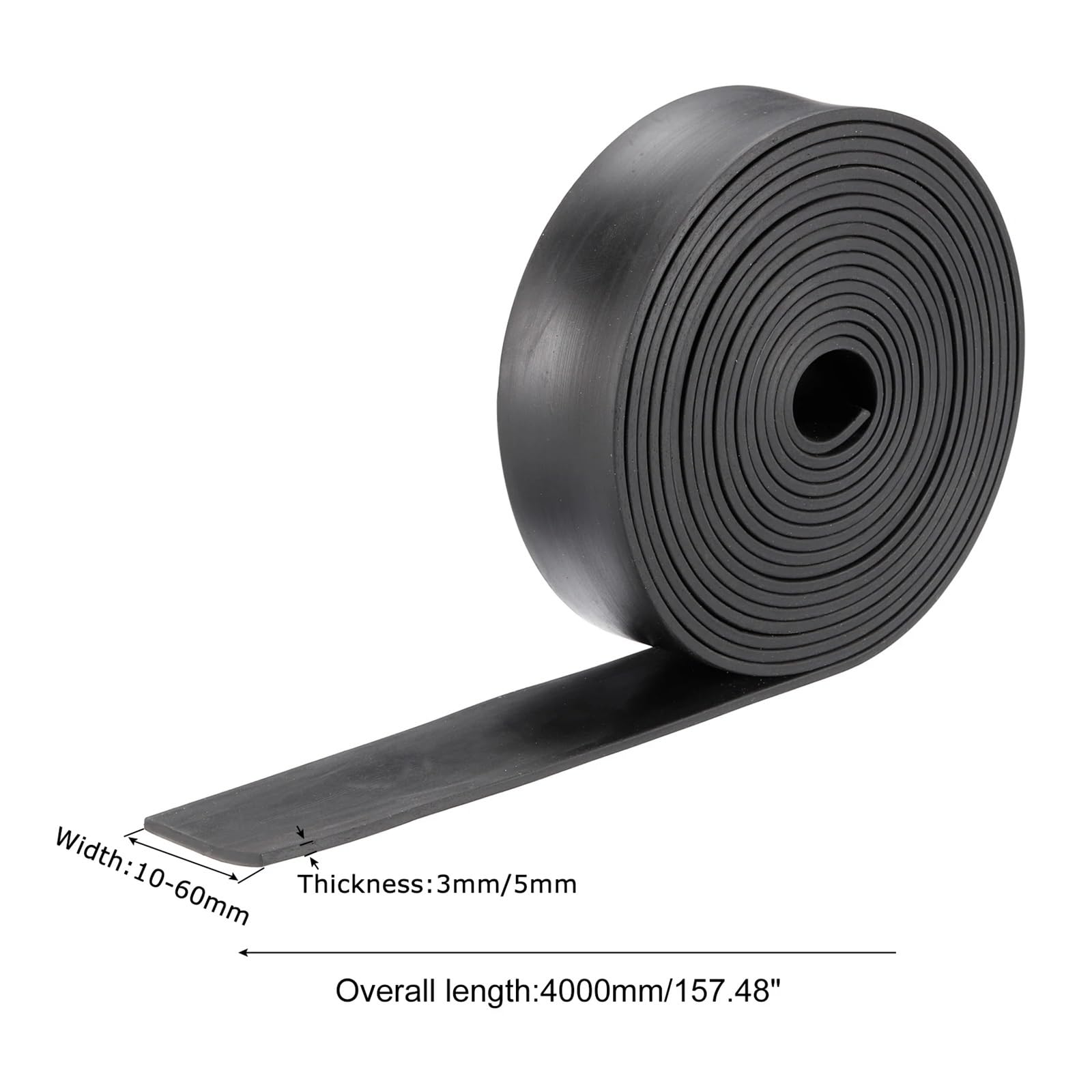 Rouleau de bande de néoprène en caoutchouc solide de 4 mètres - Rembourrage d'étanchéité résistant à l'usure(4000mmx20mmx5mm)