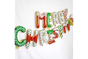MERRY CHRISTMAS Banner and Balloons