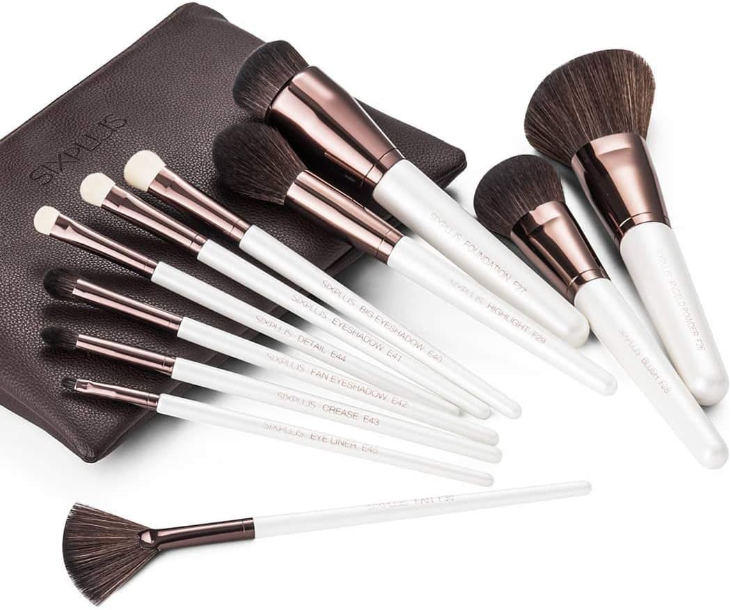 11 Pcs Pearly White Makeup Brush Set