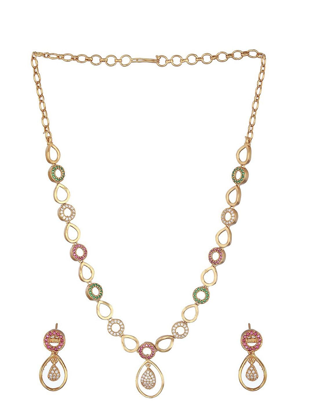 Juego de joyas chapadas en oro DMZ-2827 con circonitas talla S 8
