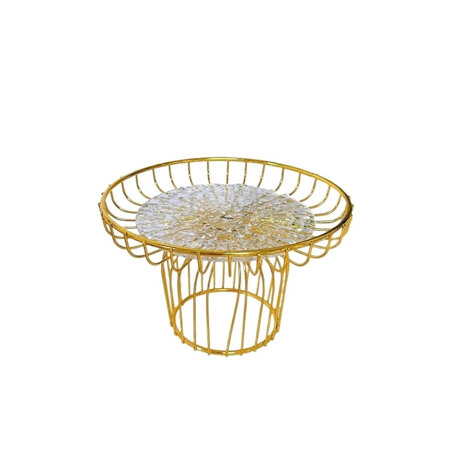 Kuchen-Display Goldtransparenter Obstkorb-förmiger Dessertständer, Kuchenständer(L)