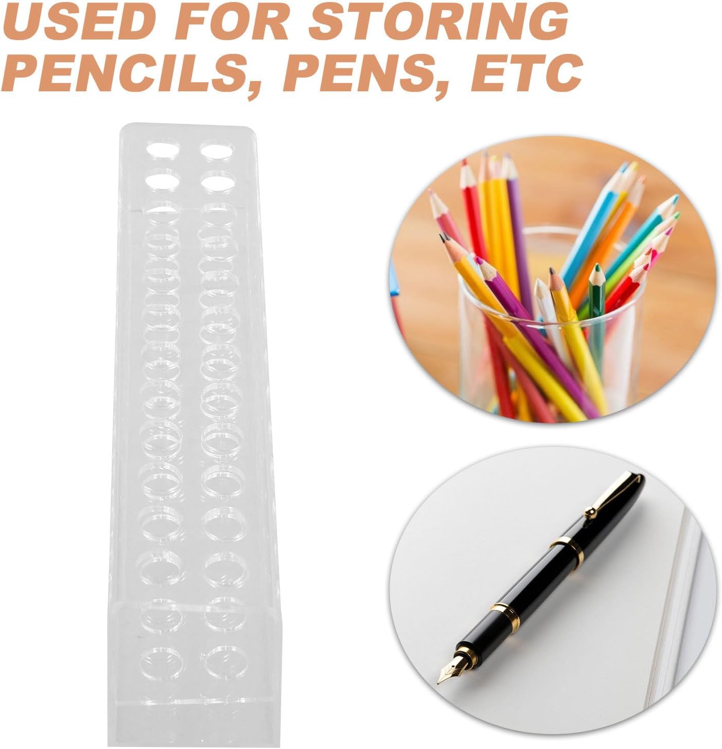 Ciieeo Penholder Pencil Holder Markers Display Brush Organizer Pen Display Stand Color Pen Holder Lip Gloss Storage Holder Fountain Pen Holder Makeup Porous Plastic Display Box Office image 5