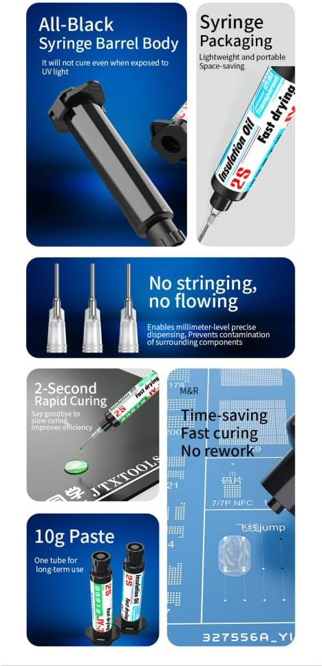 Jitongxue JY-3 UV Curable Oil – Quick Drying, Green, High-Strength Adhesive Coating for Electronics, PCB, and DIY Repairs