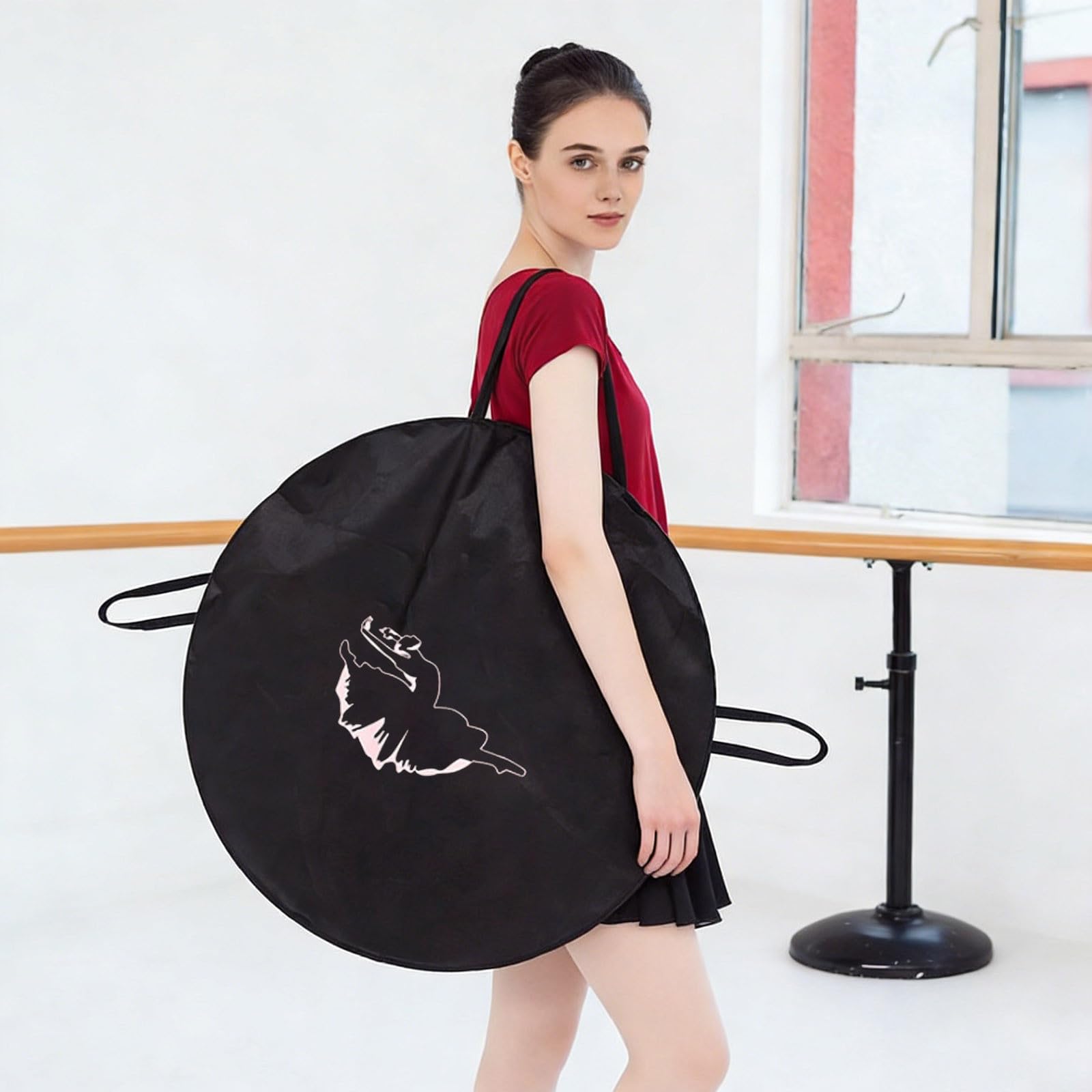 Borsa per tutù da balletto, organizer per gonne e prove di danza, porta abiti portatile con tracolla per scarpe da punta, gonna da ballo e accessori (rosa)