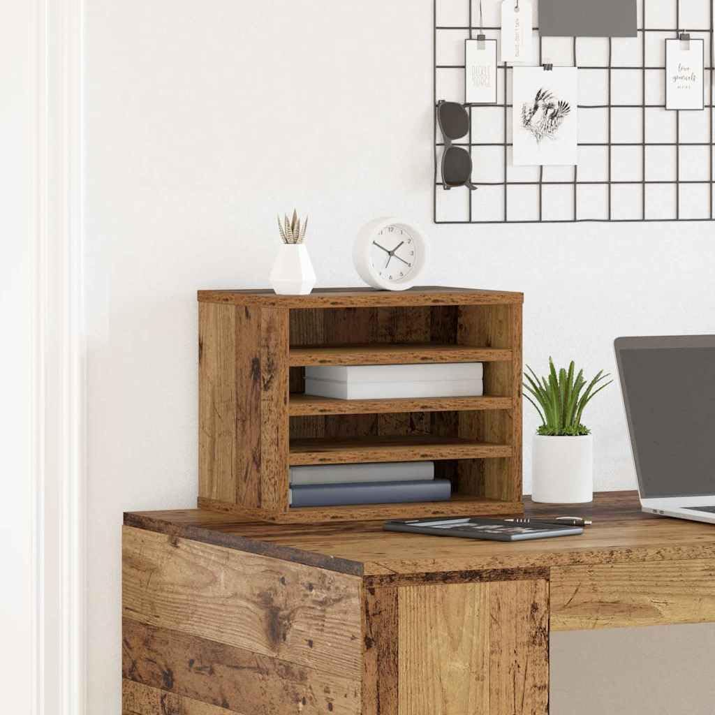 Organizer na biurko z materiału drewnopochodnego, 36 x 26 x 29,5 cm, do biura, z przegródkami na dokumenty i artykuły piśmiennicze, nowoczesne wzornictwo, łatwy montaż
