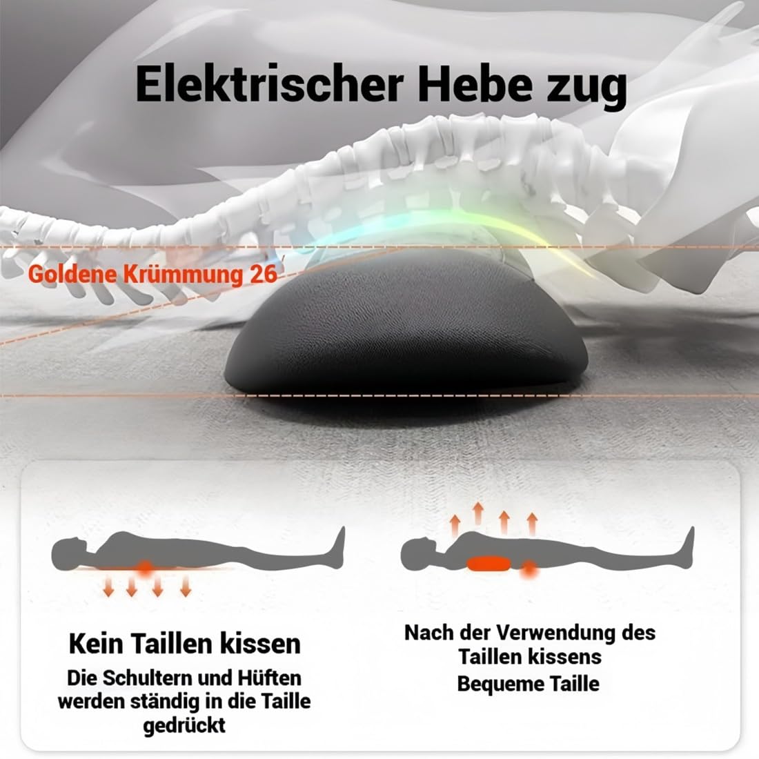 2026 3-Zonen Tiefenwärme-Massagegerät, Ergo Pur Rücken mit Erwärmung, Vibration & Traktion, Ergopur 3-Zonen-Ergoflow Tiefenmassagegerät, Müdigkeit lindern(Klassisches Grau,Akkuversion)
