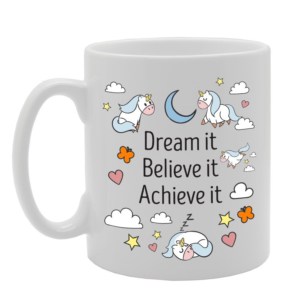 Coralgraph Inc Men's White Mg3476 Dream It Believe It Achieve It Novelty Gift Printed Tea Coffee Ceramic Mug