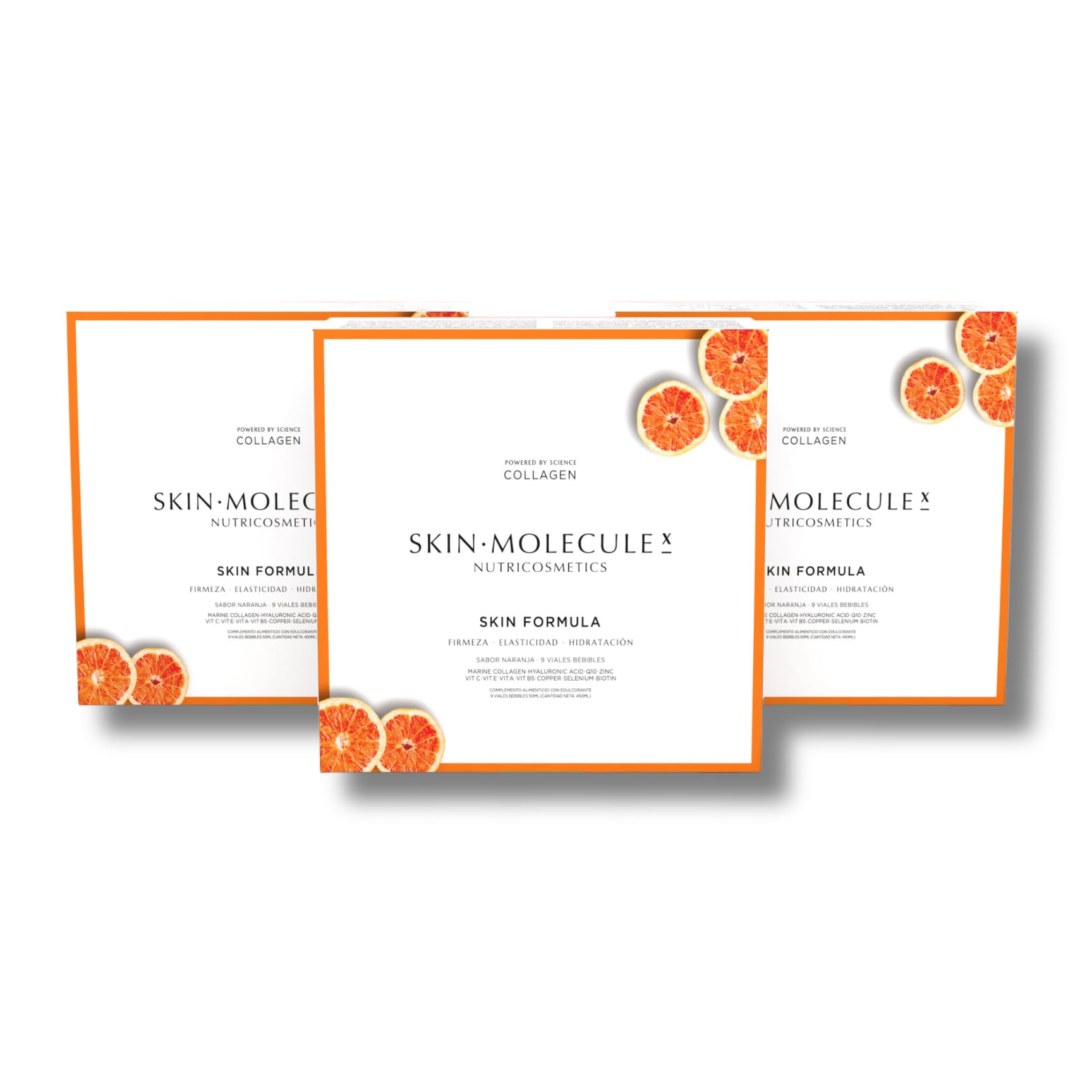 SKIN MOLECULE X - Skin Fórmula 27 Días - Colágeno Marino Peptan®, Colágeno Bebible, Ácido Hialurónico, Coenzima Q10 | 27x50ml | Rejuvenece e Hidrata la Piel, Fortalece Cabello