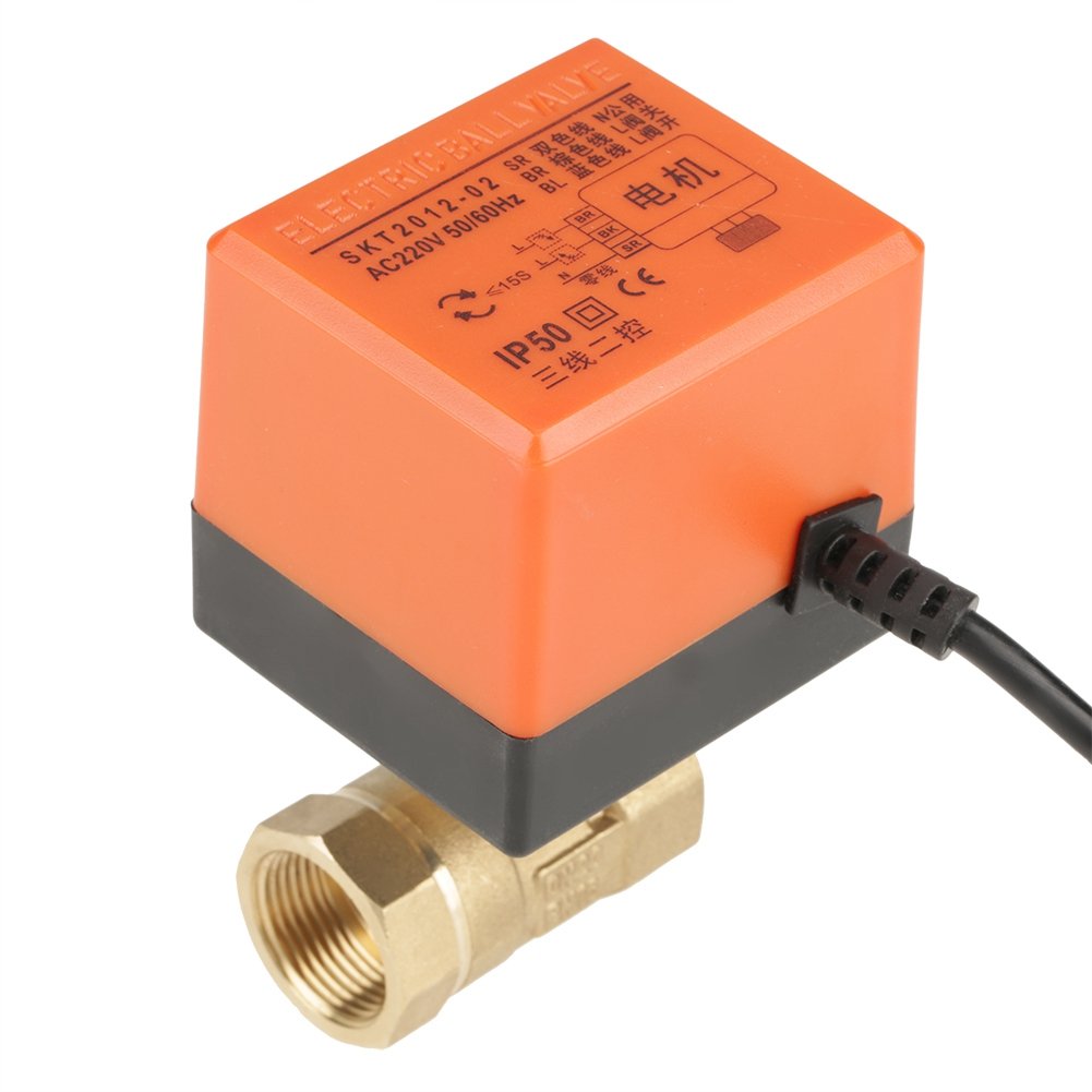 Elektryczny zawór kulowy z napędem elektrycznym, AC 220 V G3/4" DN20 2-drożny mosiężny zawór kulowy z napędem silnikowym do klimatyzatora