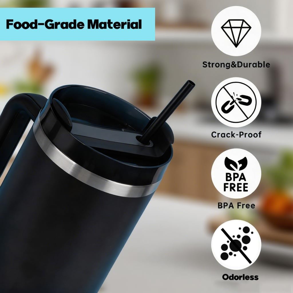 200Pcs Black Disposable Straws for 40 OZ Tumbler, Extra Long Straws Disposable for Stanley Cup 30 Oz 40 Oz Tumbler, Straw Individually Wrapped for Tumblers, Iced Coffee, Milk, Juice, Home, Party Use - Image 3