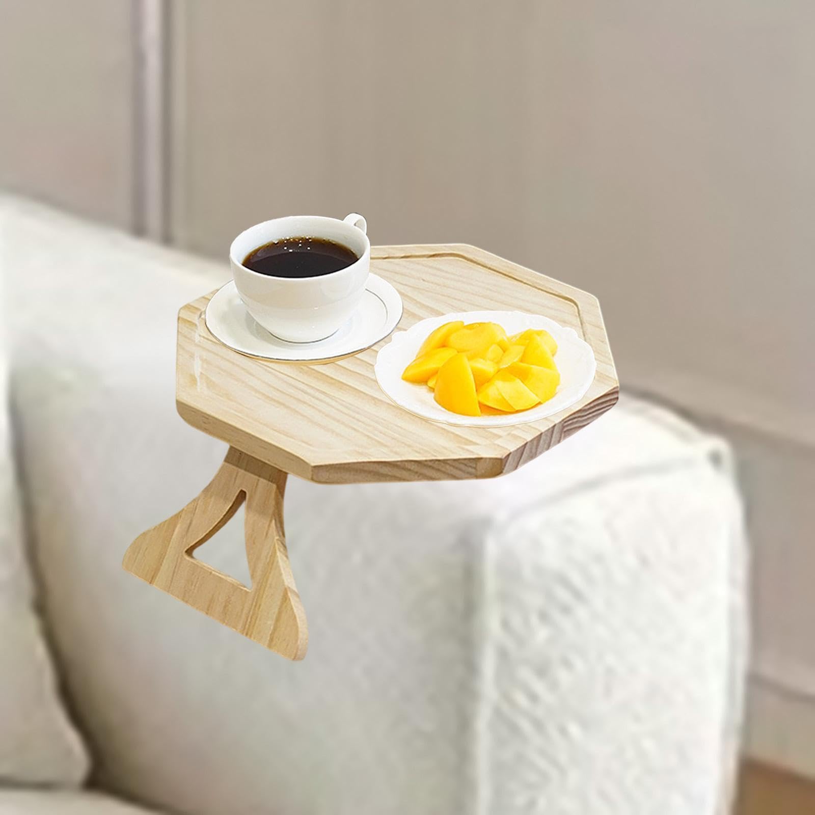 Bandeja de madera para reposabrazos de sofá, ideal para bebidas, aperitivos y teléfono, accesorio práctico y elegante para el hogar para sala de estar, sofá y entretenimiento