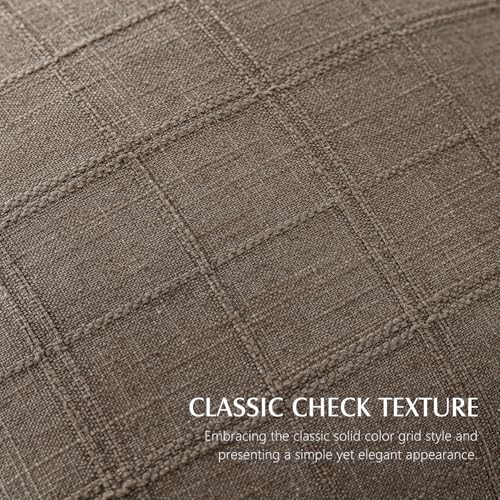 Image of Foindtower Set of 1 Decorative Linen Check Throw Pillow Cover Neutral Farmhouse Vintage Cushion Cover Modern Boho Home Decor for Sofa Chair Couch Bedroom Living Room,16x16 Inch,Taupe Grey