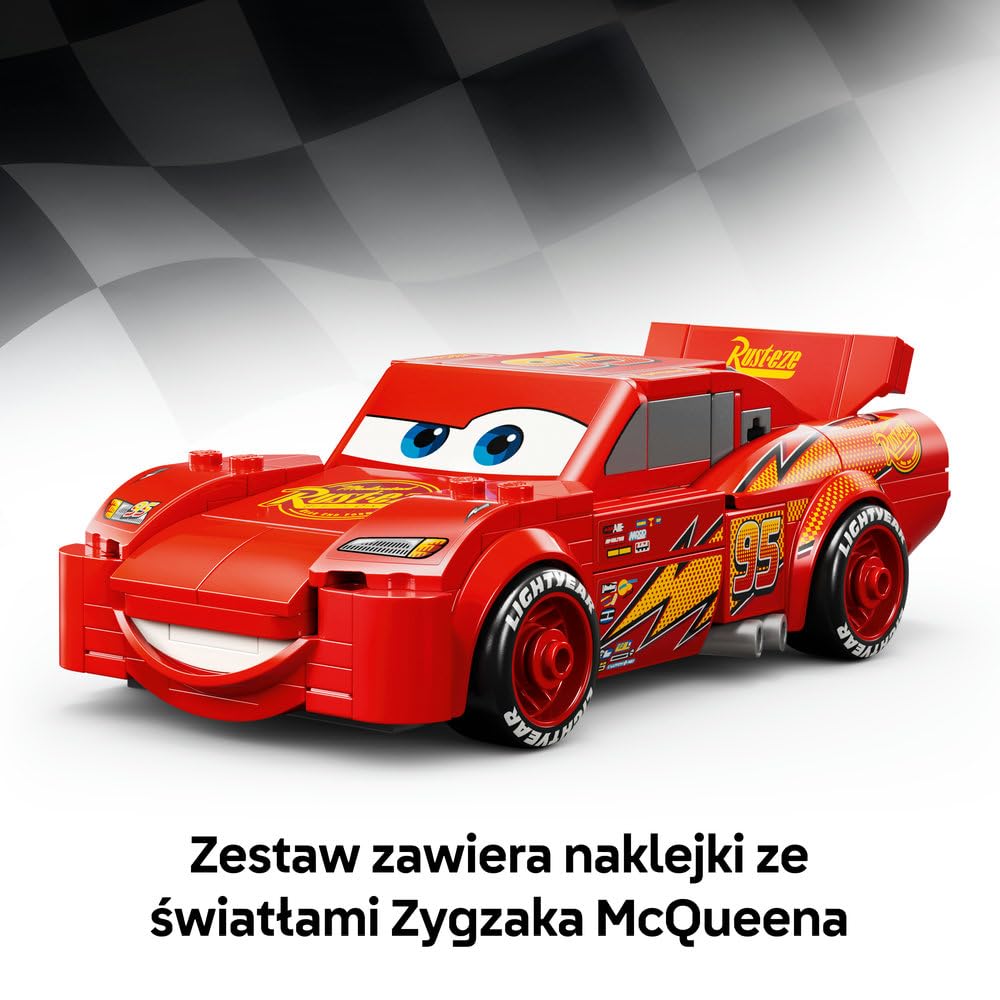 LEGO Speed Champions | Zygzak McQueen, zabawka konstrukcyjna dla chłopca i dziewczynki, samochód do składania dla 9-latka, zestaw z filmu Auta Disney Pixar, pomysł na prezent dla dzieci 77255