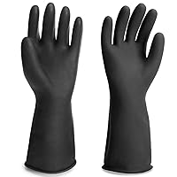 Vista 13 de Guantes gruesos de goma resistentes a productos químicos, 3 pares de guantes de trabajo de seguridad negros de 22 pulgadas, guantes protectores