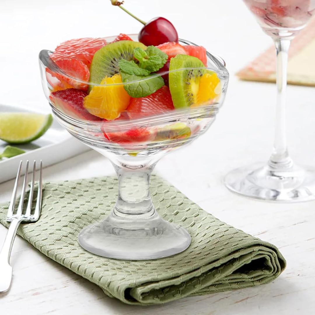 Coppe di Vetro per Gelato Confezione da 6 - Vetro Resistente e Trasparente, Lavabile in lavastoviglie, Design Moderno, Bicchieri per Dolci, Dessert e Frutta - Ideali per Eventi, Cene e Uso Quotidiano