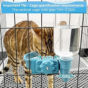 16oz Pet Water Bottle, Gravity Dog Water Bowl Dispenser for Cage, Anti-Overflow Water Dispenser for Small Dogs, Cats, Rabbits and Other Small Animals, BPA Free, Blue