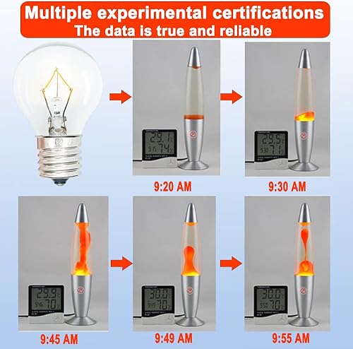 Miniatura 7 de Bombillas para Lámpara de Lava de 25 Vatios S11 Base E17 Las Bombillas de Repuesto Originales para Lámparas de Lava de 14.5 Pulgadas y Lámparas