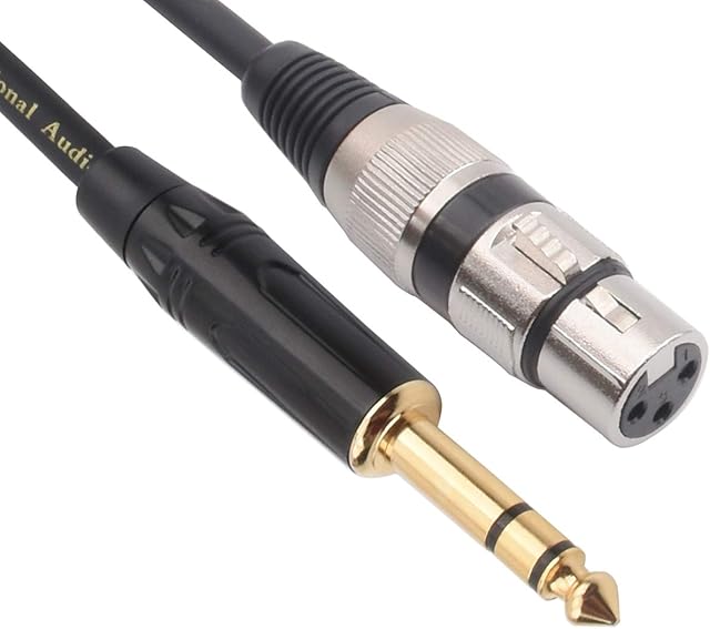 TISINO XLR Female to 1/4 Inch (6.35mm) TRS Jack Lead Balanced Signal Interconnect Cable Quarter inch to XLR Patch Cable - 1m/3 FT