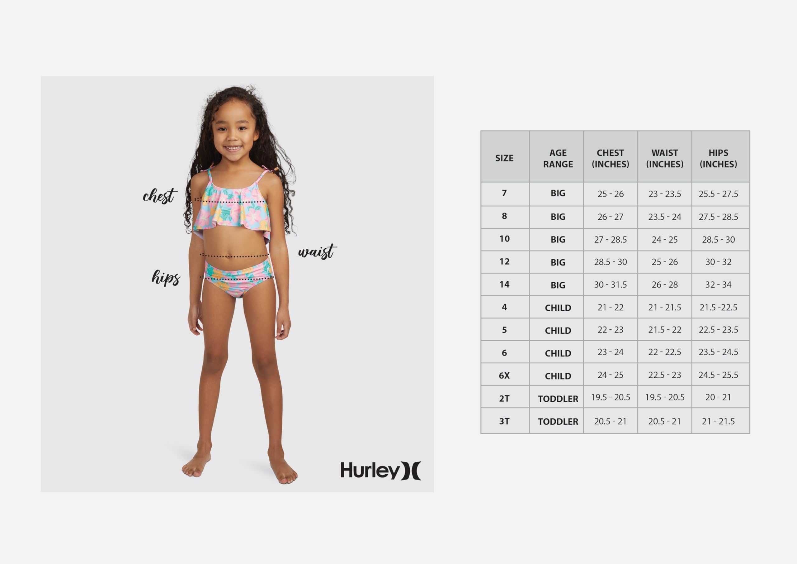 Hurley Dziewczęce bikini 2-częściowe bikini dwuczęściowe, jasna kość słoniowa/zieleń rafowa, 24 Miesiące