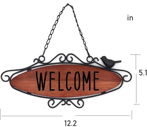 Miniatura 2 de Funerom Letrero de bienvenida de madera rústico pequeño colgante de madera para porche de casa de campo para puerta delantera, 12.2 x 5.1 pulgadas