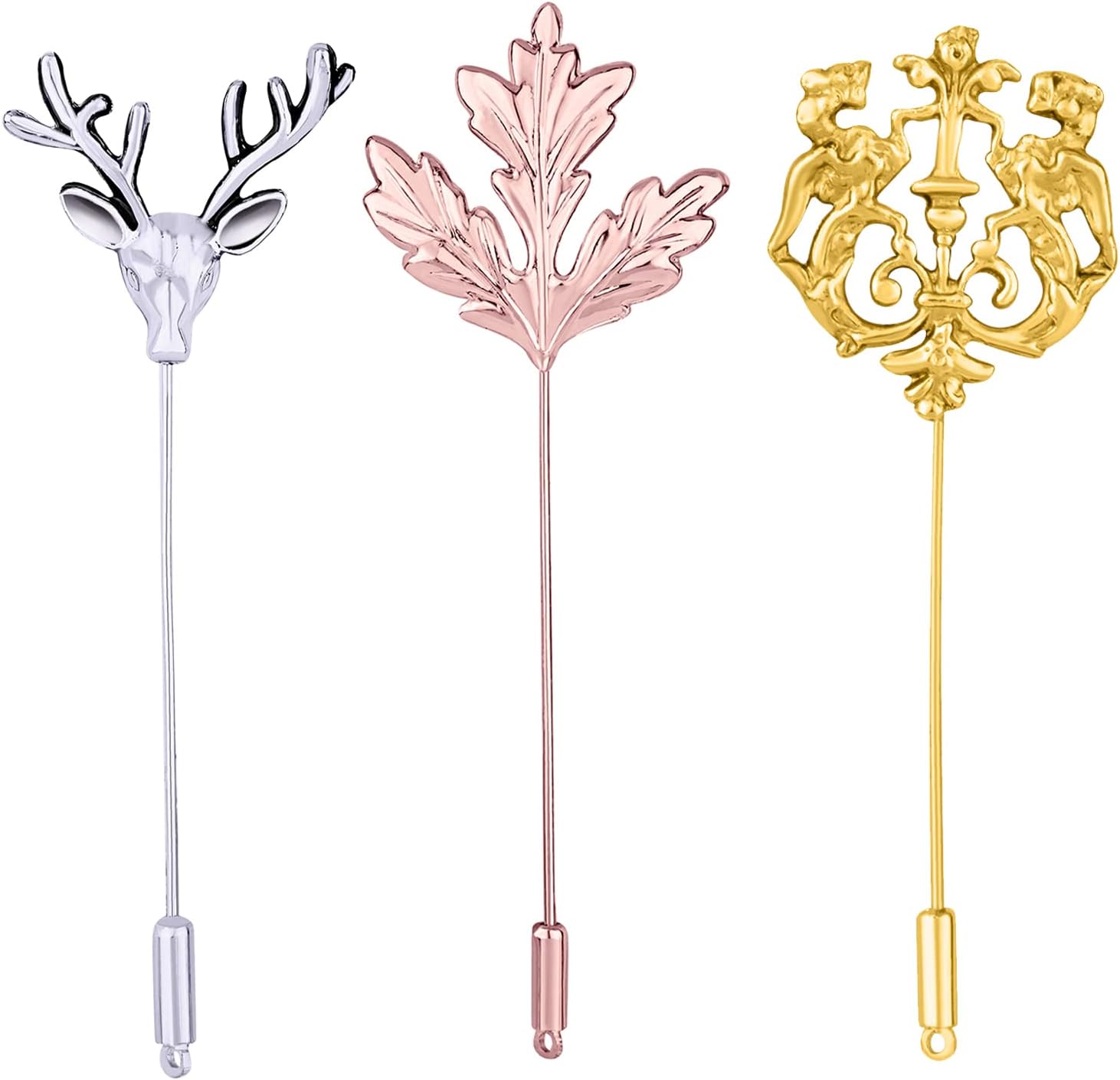 Trendy Combo of Lion, Mapel Leaf and Deer Lapel Pin Brooch CO1105074M