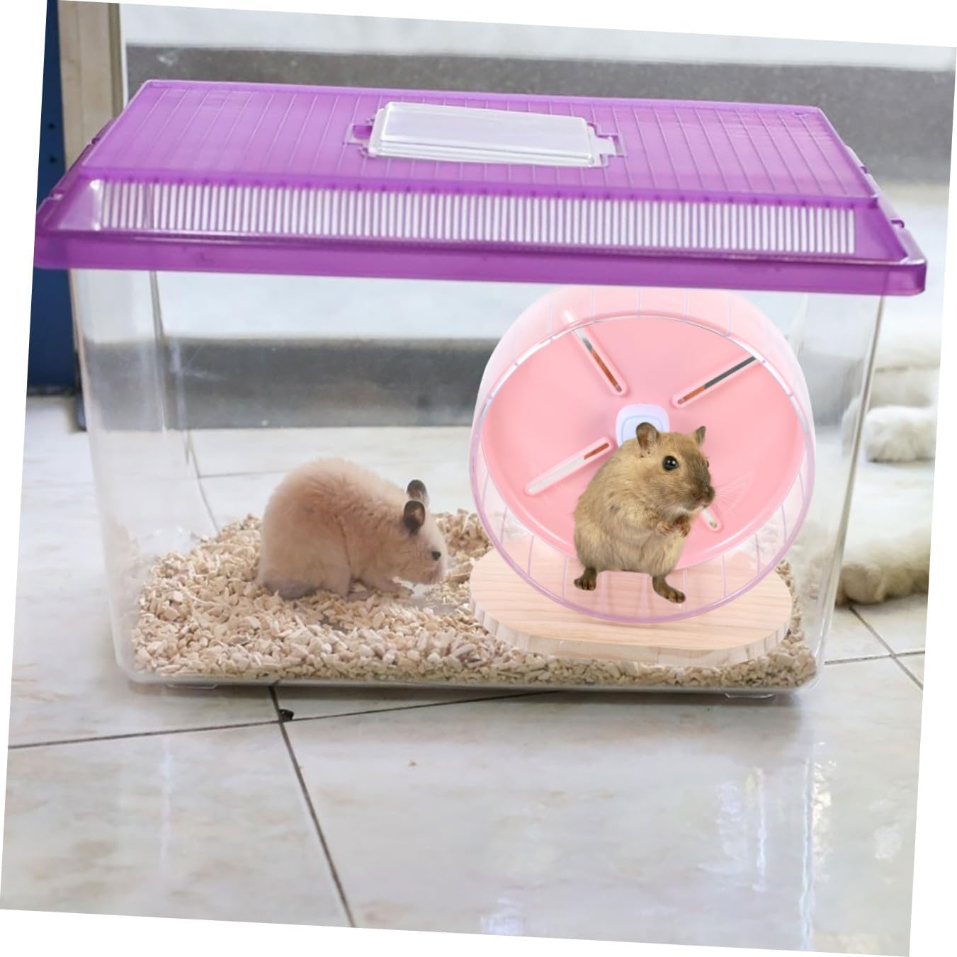 Kichvoe Silent Hamster Wheel Wooden Stand 20cm Exercise Wheel for Cage Small Animals Chinchilla Hedgehog for Pet Supplies