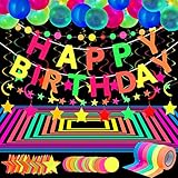 Glow Party Neon Party Supplies Includes 6 UV Blacklight Reactive Tape Luminous Tapes Neon Paper...