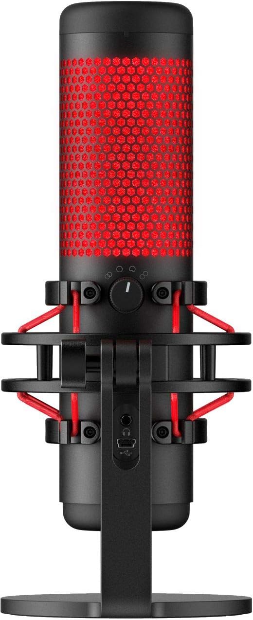 Newest HyperX - QuadCast USB Multi-Pattern Electret Condenser Microphone | 2020 Edition | for PS4, PC and Mac | Pop Filter | Anti-Vibration Shock Mount | | Red - Black | with KWALICABLE Bundle