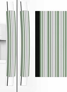 Sage Green Grey Stripe Refrigerator Door Handle Covers Set of 2, Farmhouse Minimalist Striped Kitchen Appliance Covers Handle Decor Protector for Ovens Dishwashers Microwave Ornaments