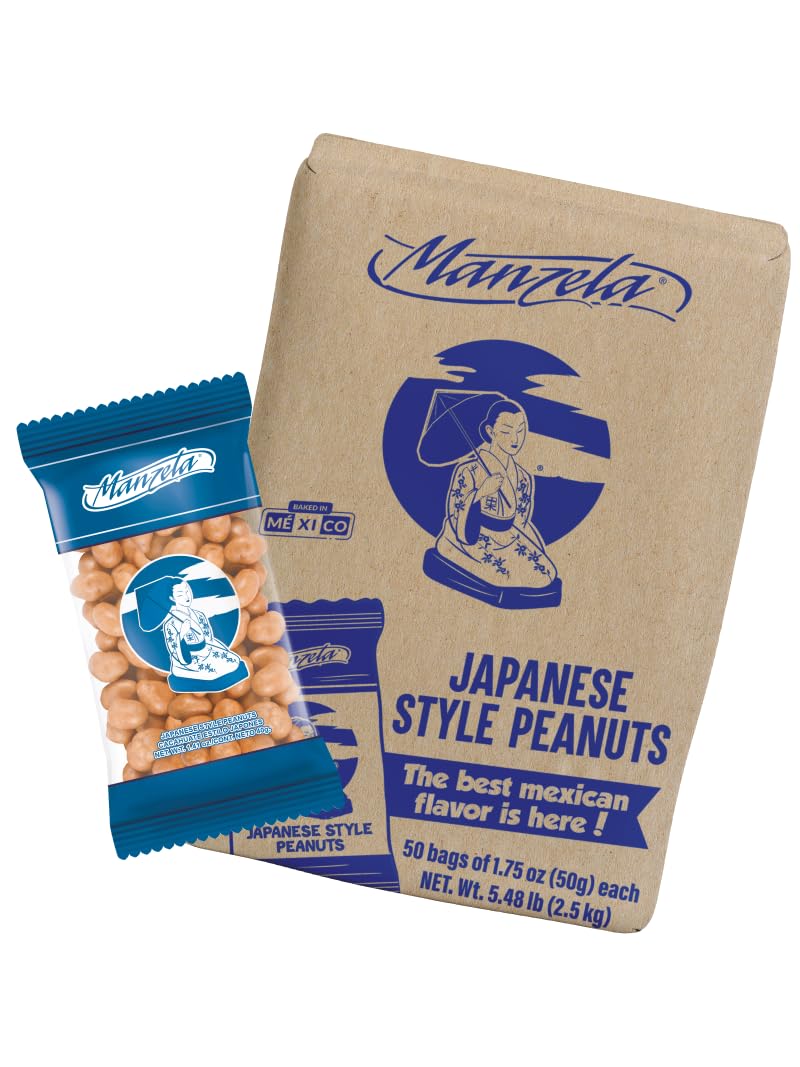 Manzela Japanese-Style Peanuts Paper Bags | Crunchy Oven-Baked Shell with Wheat Flour, Classic Salty Taste, Family-Friendly, Perfect for Kids and Adults, Japanese Nuts, 50 packs of 40 Gr, 1-Pack