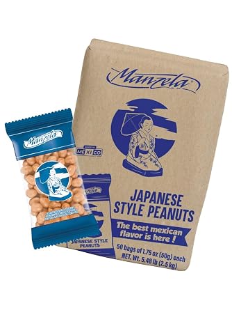 Manzela Japanese-Style Peanuts Paper Bags | Crunchy Oven-Baked Shell with Wheat Flour, Classic Salty Taste, Family-Friendly, Perfect for Kids and Adults, Japanese Nuts, 50 packs of 40 Gr, 1-Pack