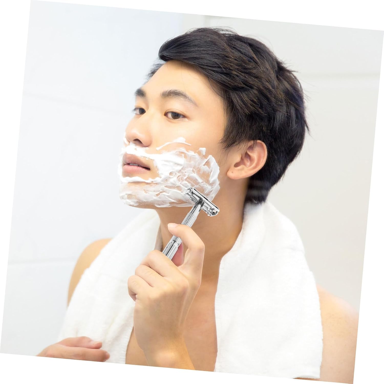 Safety Razor Beard Shaver with Long Handle, Stainless Steel Double-edge Manual Shaving Razor, Replaceable Blades for Men’s Face Hair Removal and Wet Shaving Use