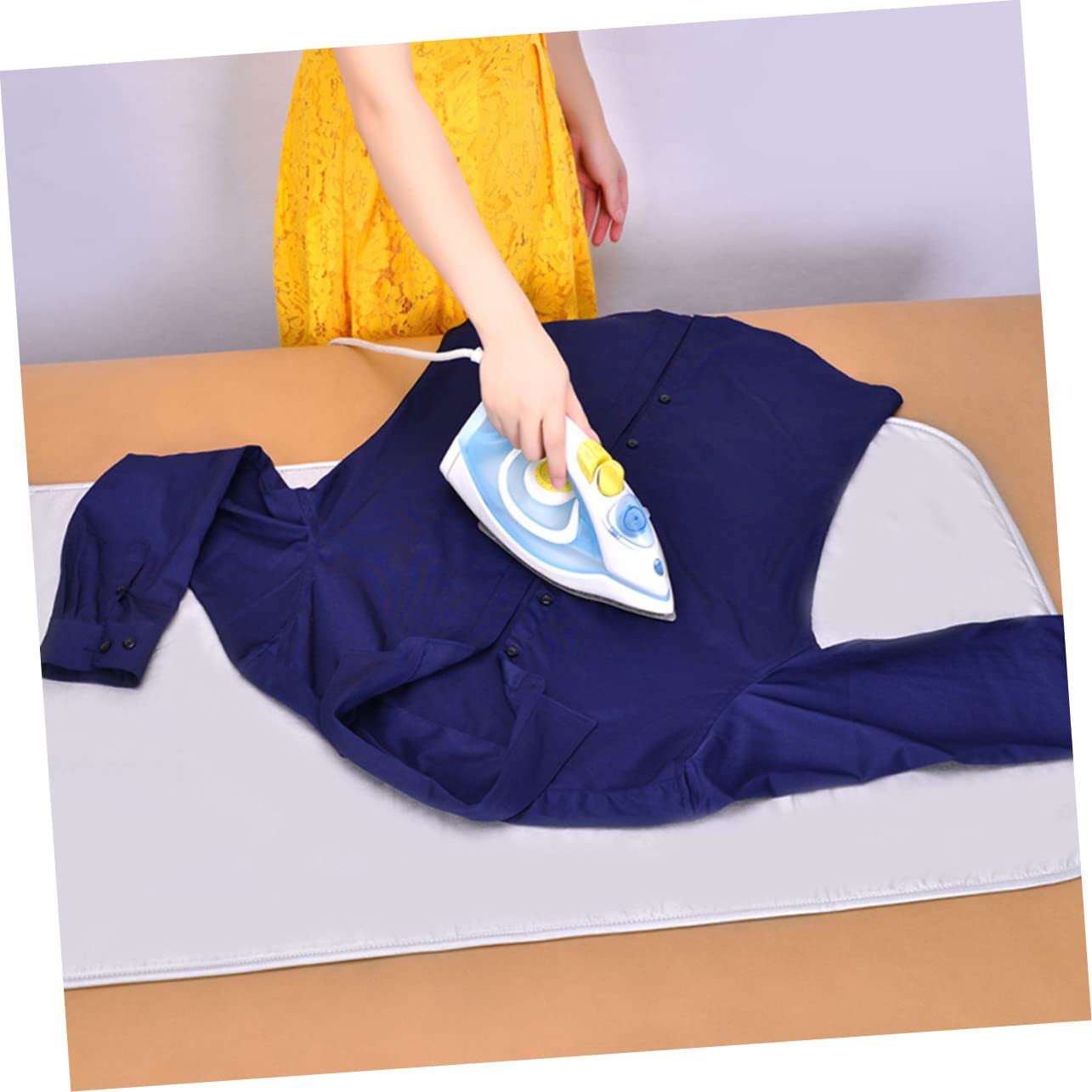 WOONEKY Tappetino da Stiro Pieghevole in Cotone 70x80 Cm Isolamento Termico e Ignifugo per Uso Domestico, Compatto e Pratico per Stirare Comodamente a Casa