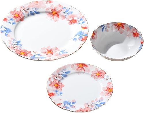 NobleWares Exquisite Ceramic Tableware 3 Piece Bone China Modern Round Dishes Se