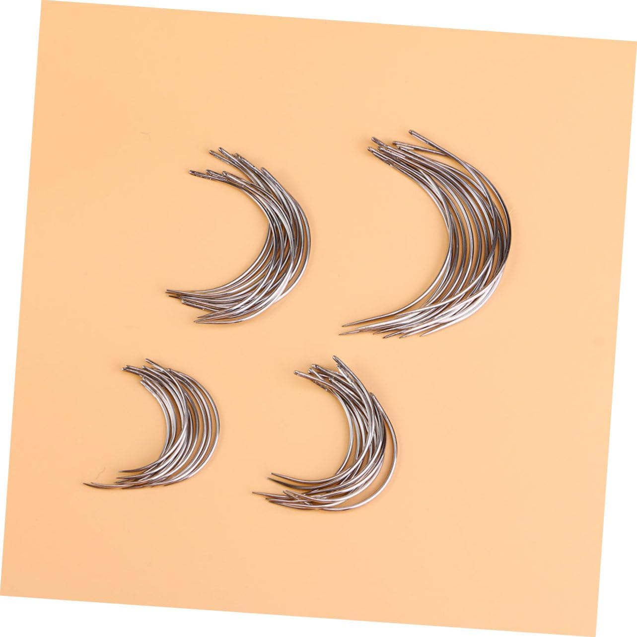 NUOBESTY 96Pcs Eye Curved Needles for Hand Sewing C Type Weaving Needles for Craft Projects Repair and Upholstery