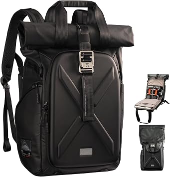 Besnfoto Hardshell Camera Backpack,DSLR SLR Mirrorless Camera Bag Waterproof with 15.6 Laptop Compartment Tripod Holder Photography Camera Case Compatible for Canon/Nikon/Sony/Drone