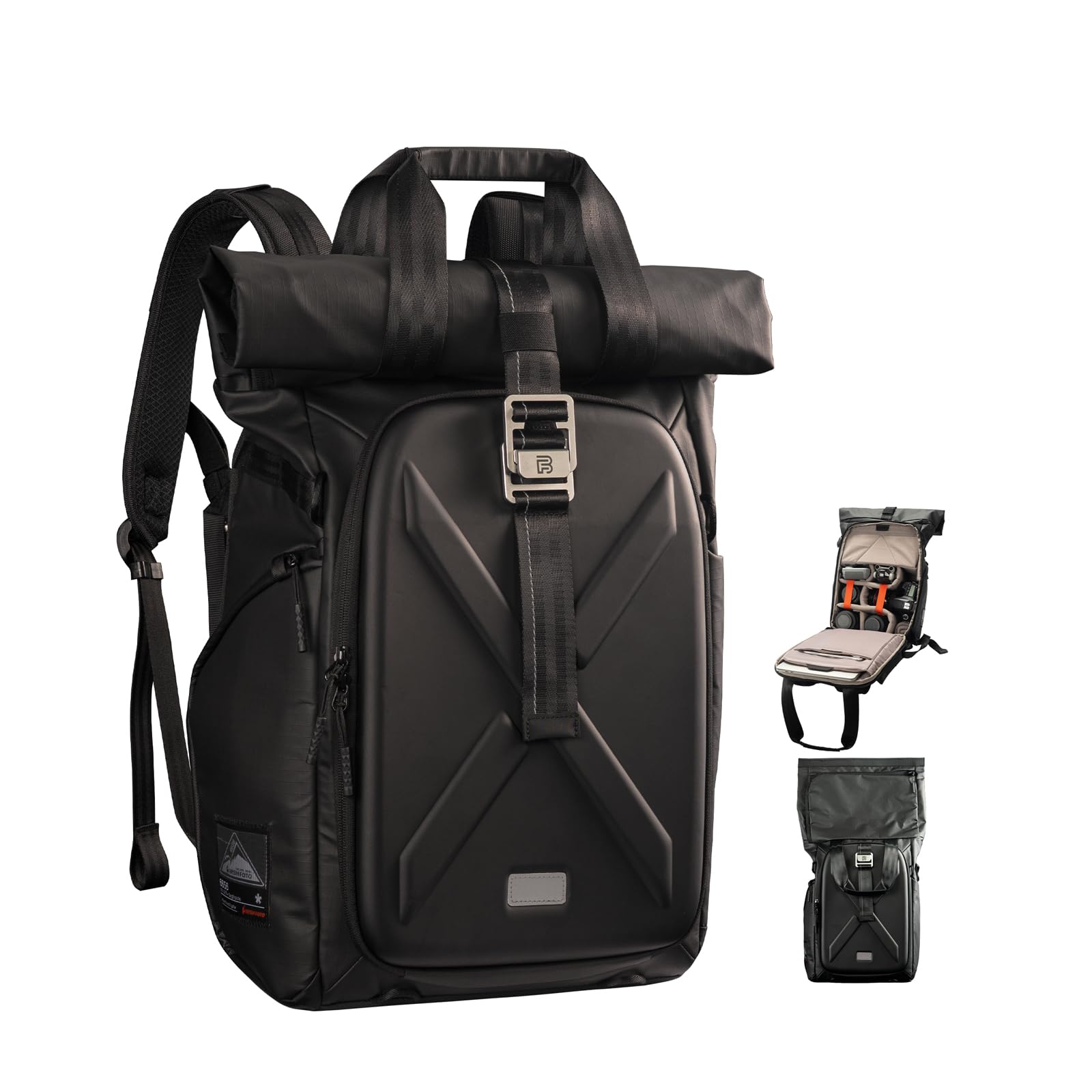 Besnfoto Hardshell Camera Backpack,DSLR SLR Mirrorless Camera Bag Waterproof with 15.6'' Laptop Compartment Tripod Holder Photography Camera Case Compatible for Canon/Nikon/Sony/Drone